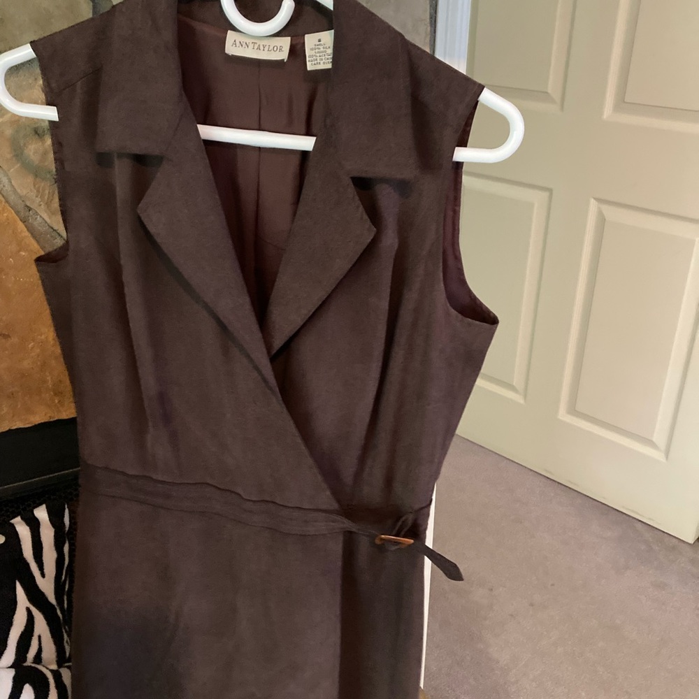 Original Ann Taylor lined brown silk skort dress romper Size~8. NWOT